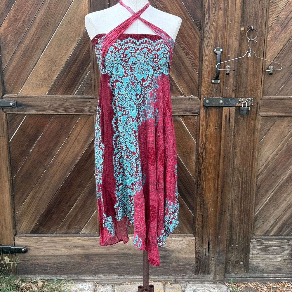 Bohemian Red and Blue Halter Dress/skirt
S/m